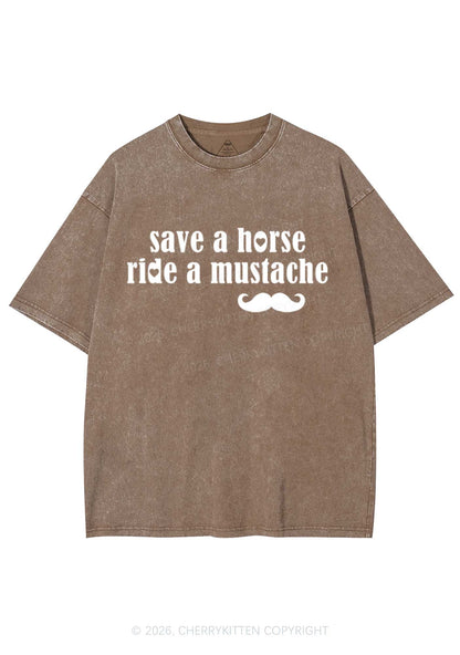 Ride A Mustache Valentine's Day Y2K Shirts Washed Tee Cherrykitten
