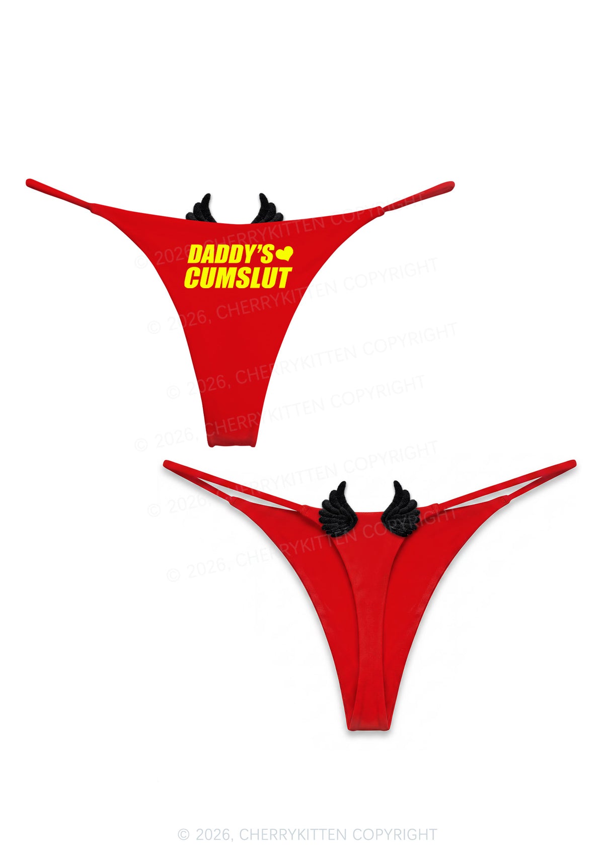 Daddys Slxt Y2K Goth Angel Wings Bikini String Thong Cherrykitten