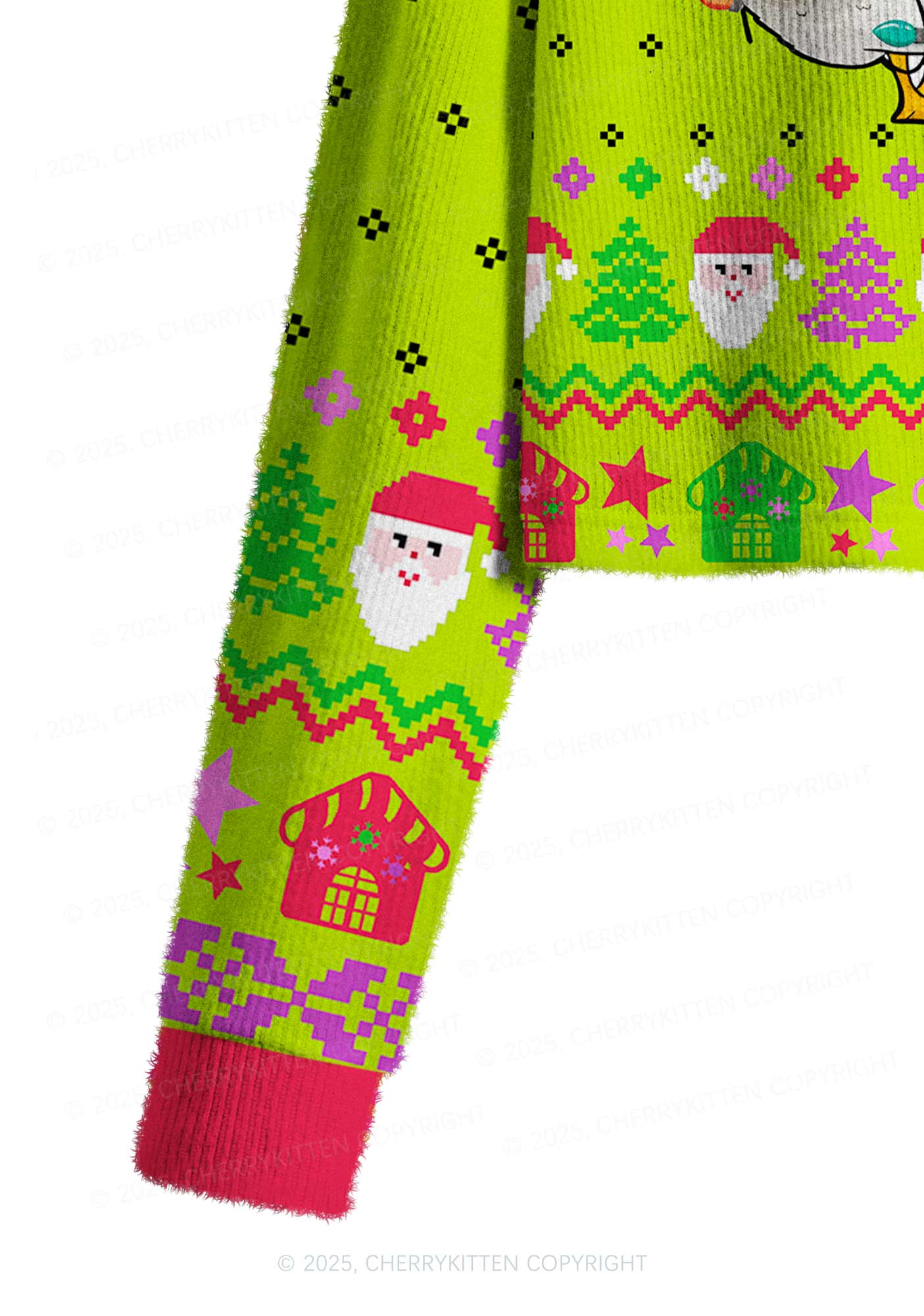 Santa Duck Y2K Christmas Crop Knit Sweatshirt Cherrykitten