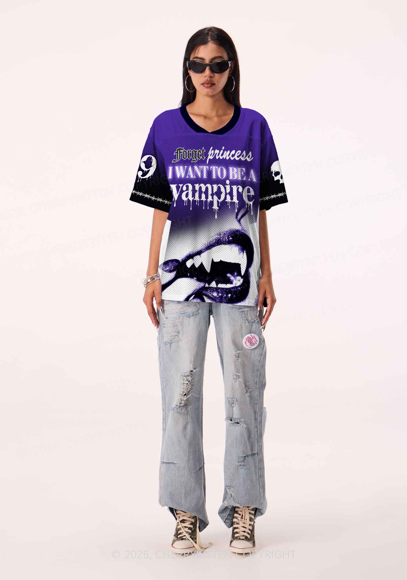 Halloween Want To Be Vampire Y2K Sport Jersey Shirts Cherrykitten