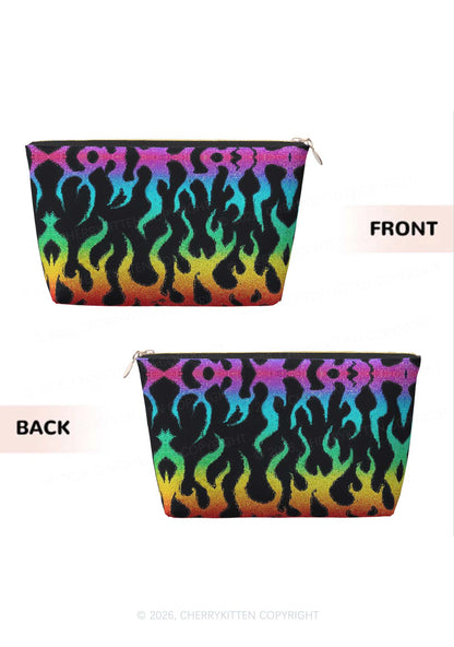 Rainbow Flame Pride Y2K Makeup Bag Cherrykitten