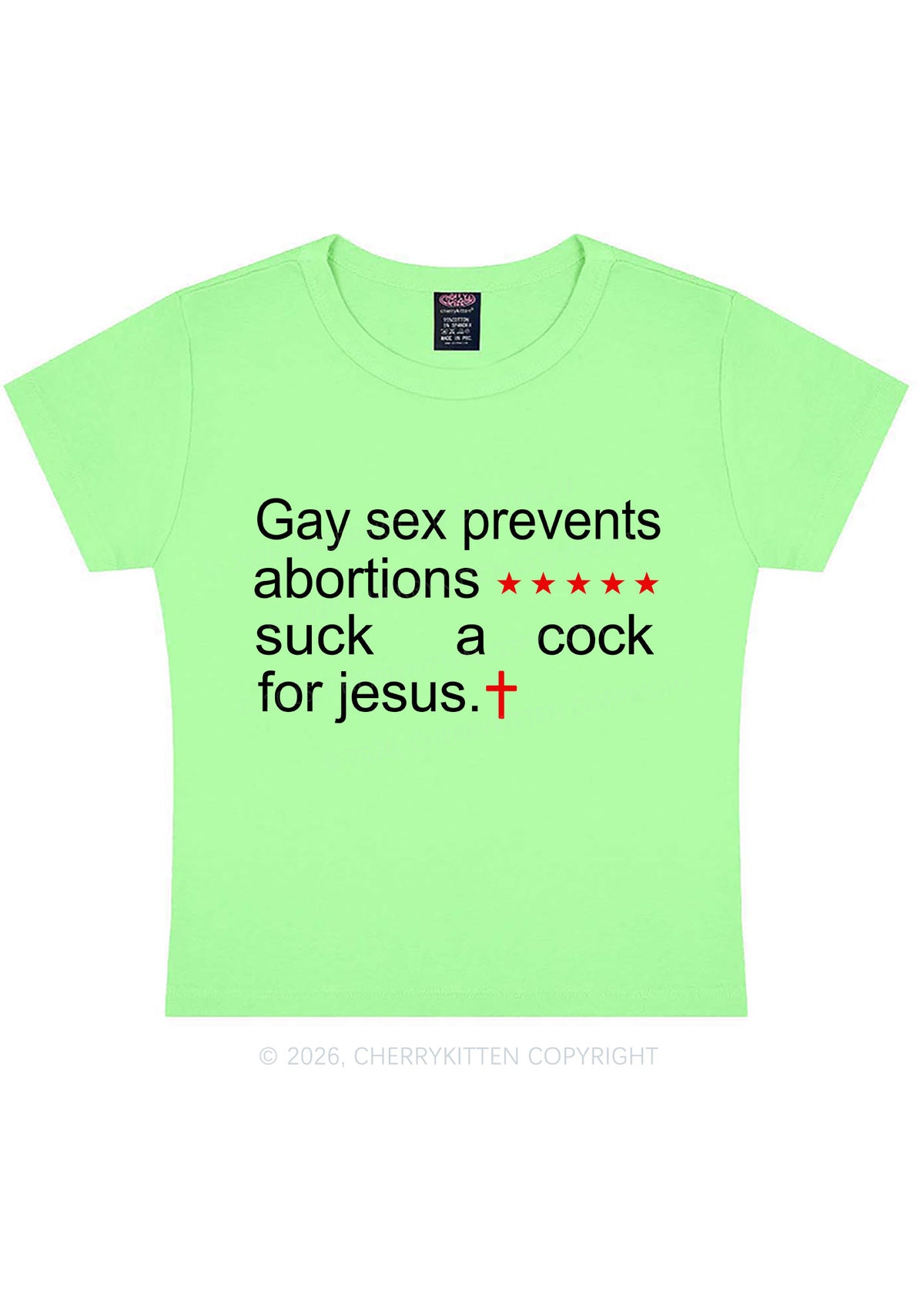 Suck A Cock For Jesus Pride Y2K Baby Tee Cherrykitten