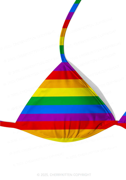 Rainbow Pride Y2K Print Bikini Set Cherrykitten