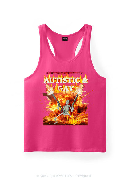 Autistic Gay Skeleton Pride Y2K Men Racerback Tank Top Cherrykitten