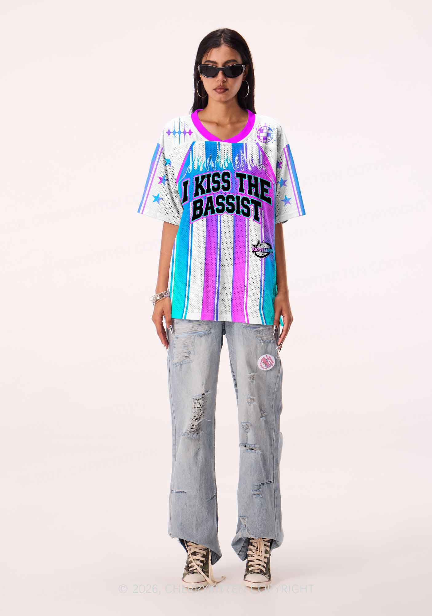 I Kiss The Bassist Y2K Sport Jersey Shirts Cherrykitten