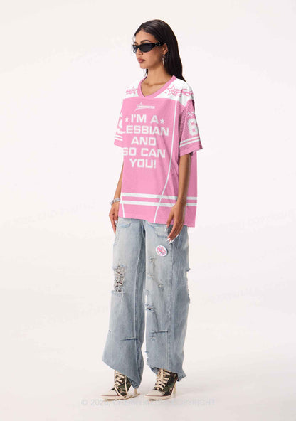Im A Lesbian And So Can You Pride Y2K Sport Jersey Shirts Cherrykitten