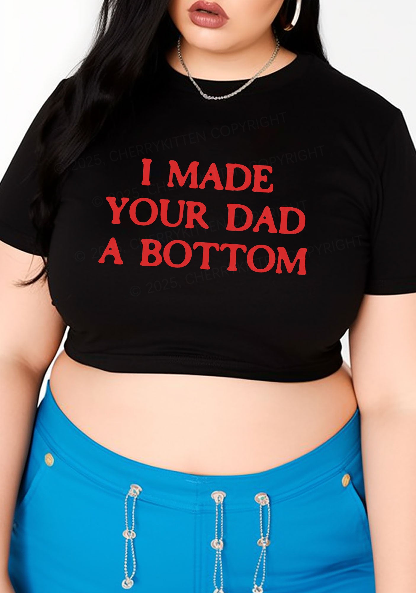 Curvy Made Your Dad Bottom Pride Y2K Baby Tee Cherrykitten