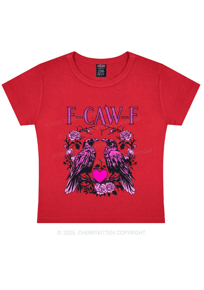 F CAW F Pink Ravens Valentine's Day Y2K Baby Tee Cherrykitten