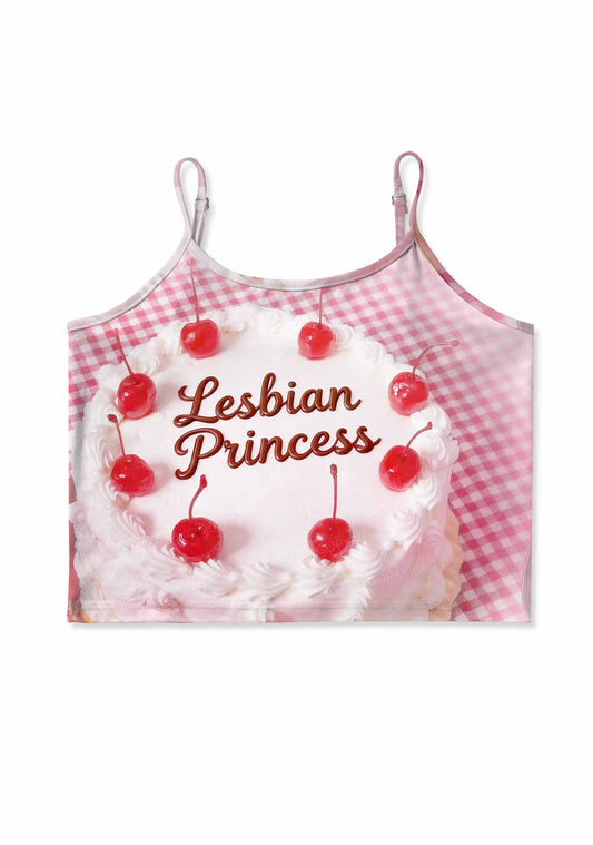 Blush Lesbian Princess Cake Pride Y2K Print Cami Crop Top Cherrykitten