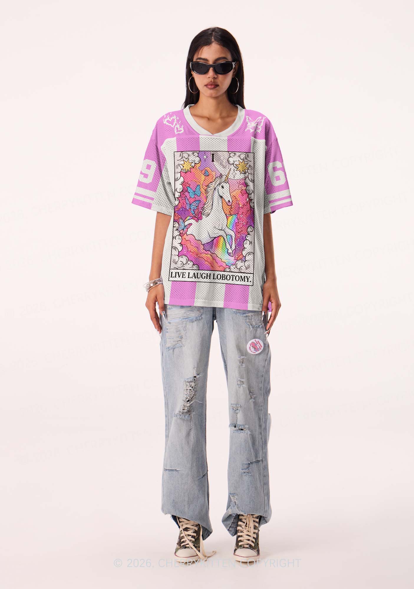 Live Laugh Lobotomy Unicorn Y2K Sport Jersey Shirts Cherrykitten