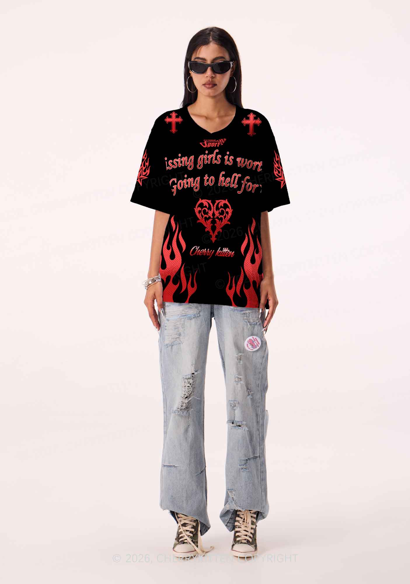 Kissing Girls Is Worth Pride Y2K Sport Jersey Shirts Cherrykitten