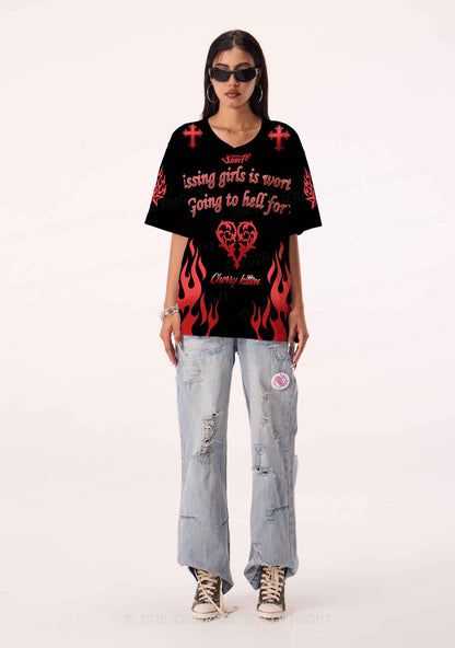 Kissing Girls Is Worth Pride Y2K Sport Jersey Shirts Cherrykitten