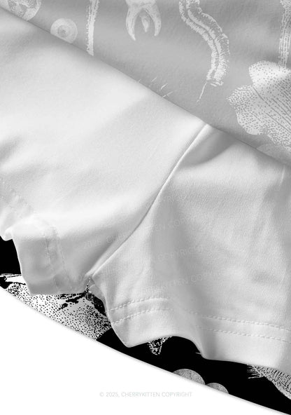 Halloween Dark Sheep Bone Y2K Print Mini Skirt Cherrykitten