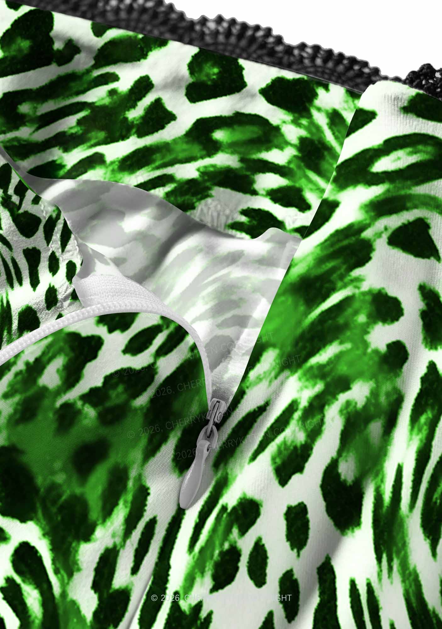 Retro Green Leopard St Patricks Y2K Print Midi Skirt Cherrykitten