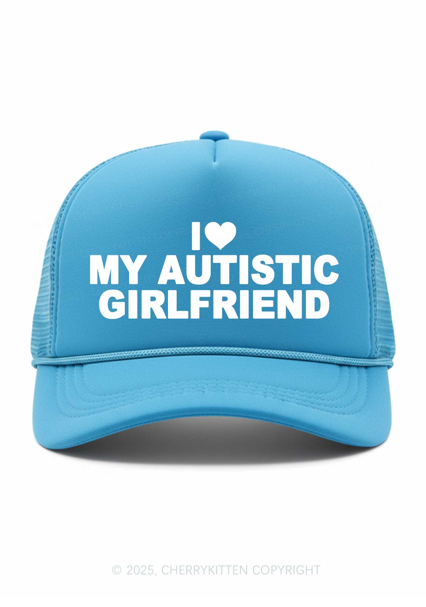 I Love My Autistic GF BF Valentine's Day Y2K Trucker Hat Cherrykitten