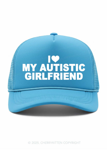 I Love My Autistic GF BF Valentine's Day Y2K Trucker Hat Cherrykitten