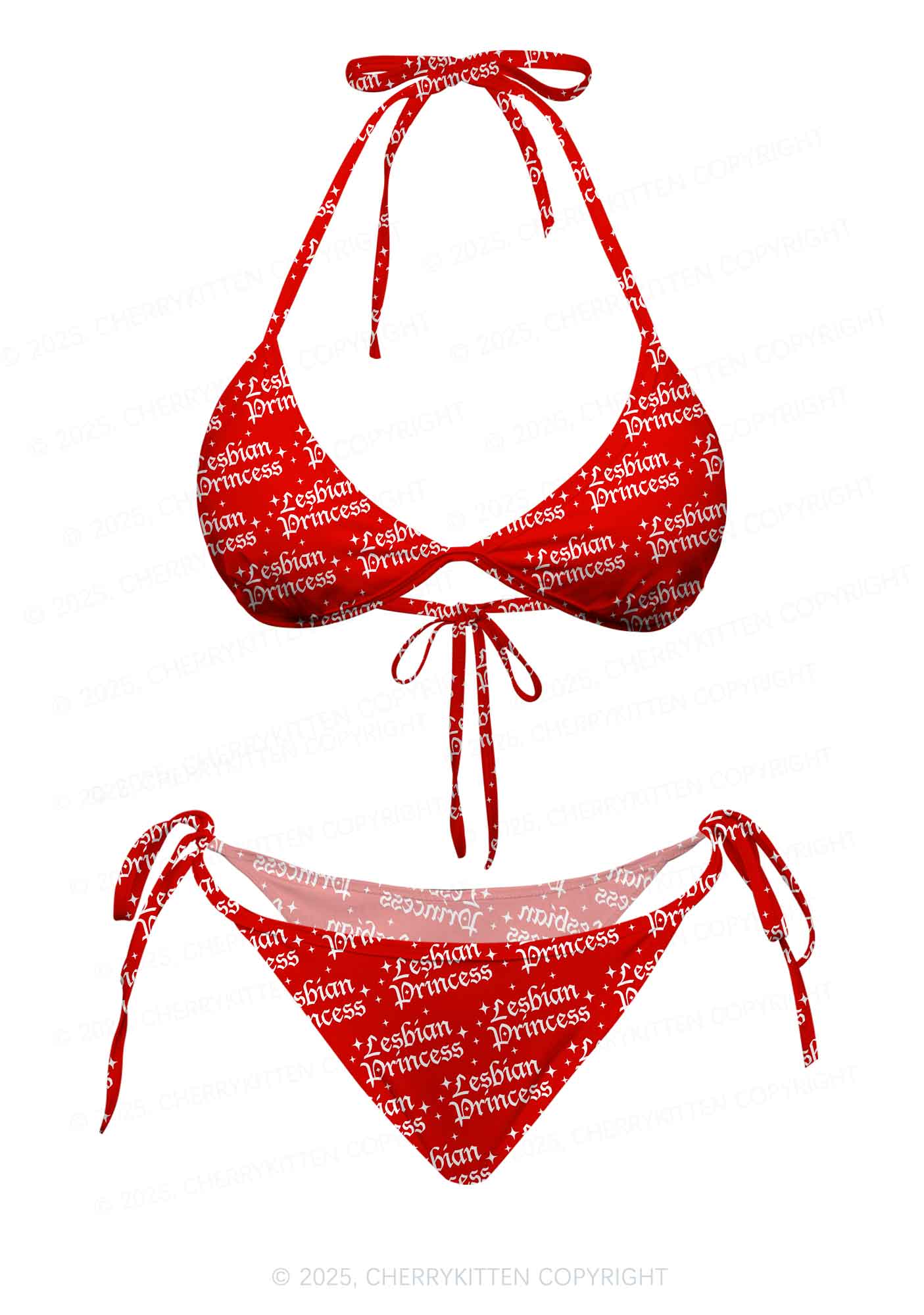 Lesbian Princess Pride Y2K Print Bikini Set Cherrykitten