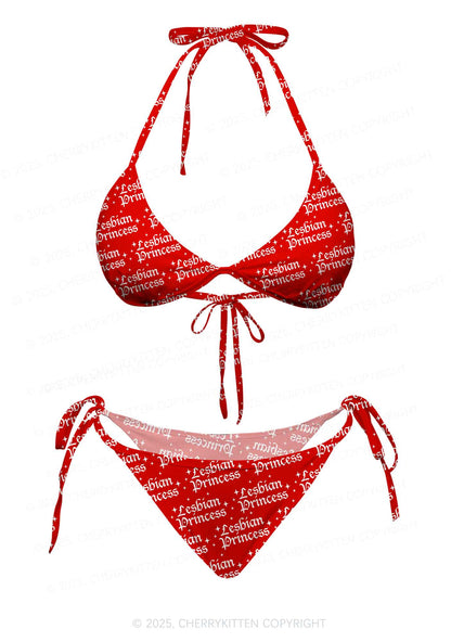 Lesbian Princess Pride Y2K Print Bikini Set Cherrykitten