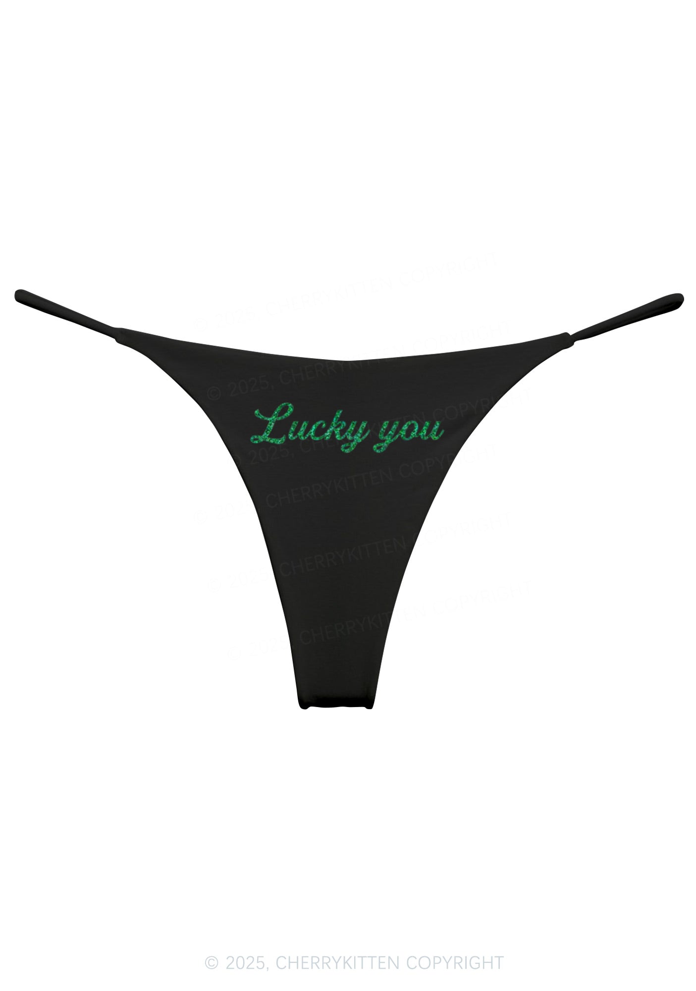 Glitter Lucky You St Patricks Y2K Bikini String Thong Cherrykitten