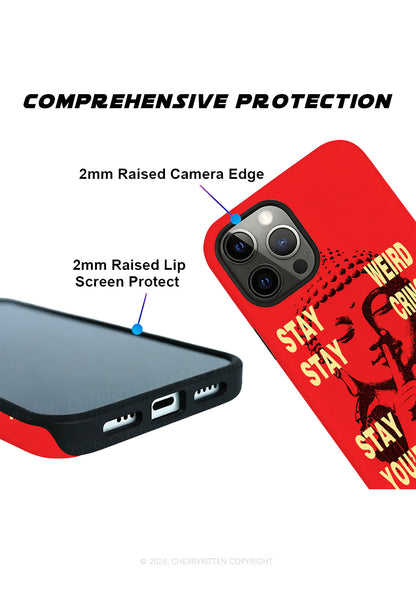 Stay Weird Stay Cringe Buddha Y2K Phone Case Cherrykitten