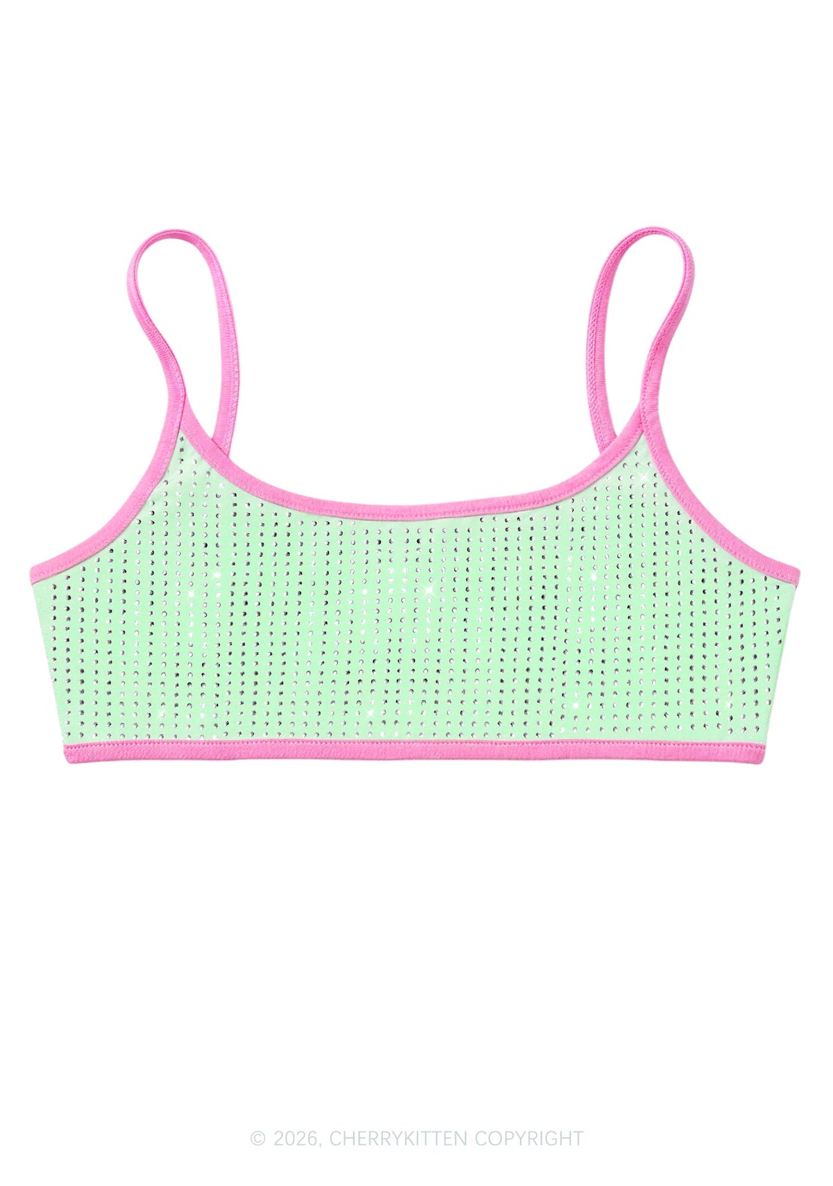 Full Rhinestone Y2K Super Crop Cami Cherrykitten