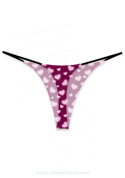 Pink Blurred Heart Valentine's Day Y2K Print Couples Boxer Thong Set Cherrykitten