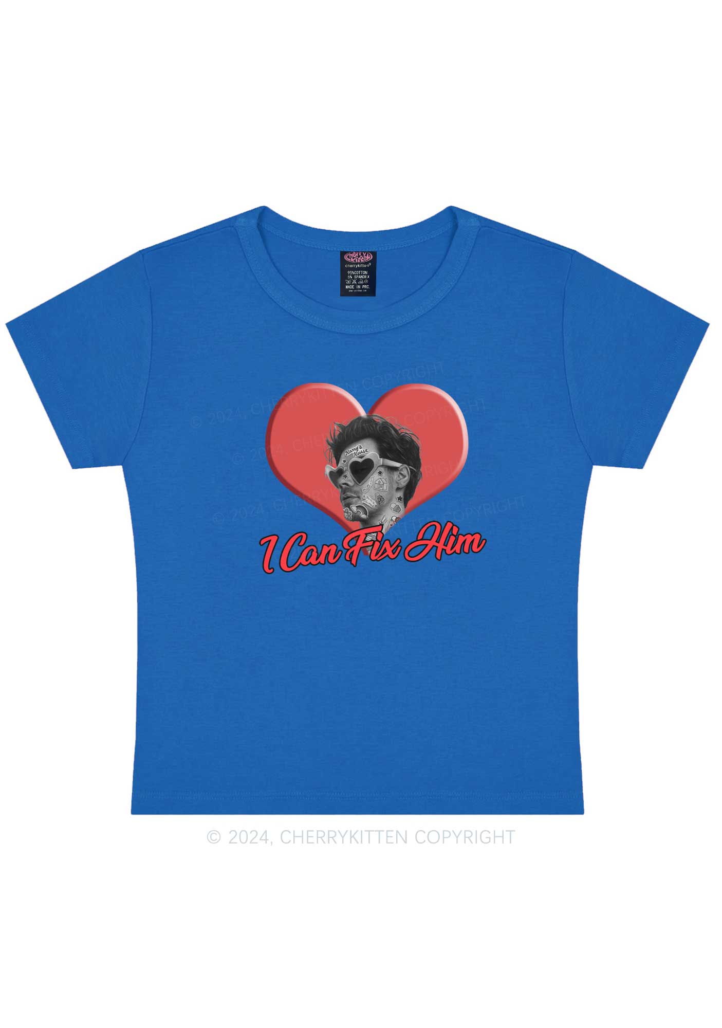 Fix Him Custom Photo Y2K Baby Tee Cherrykitten