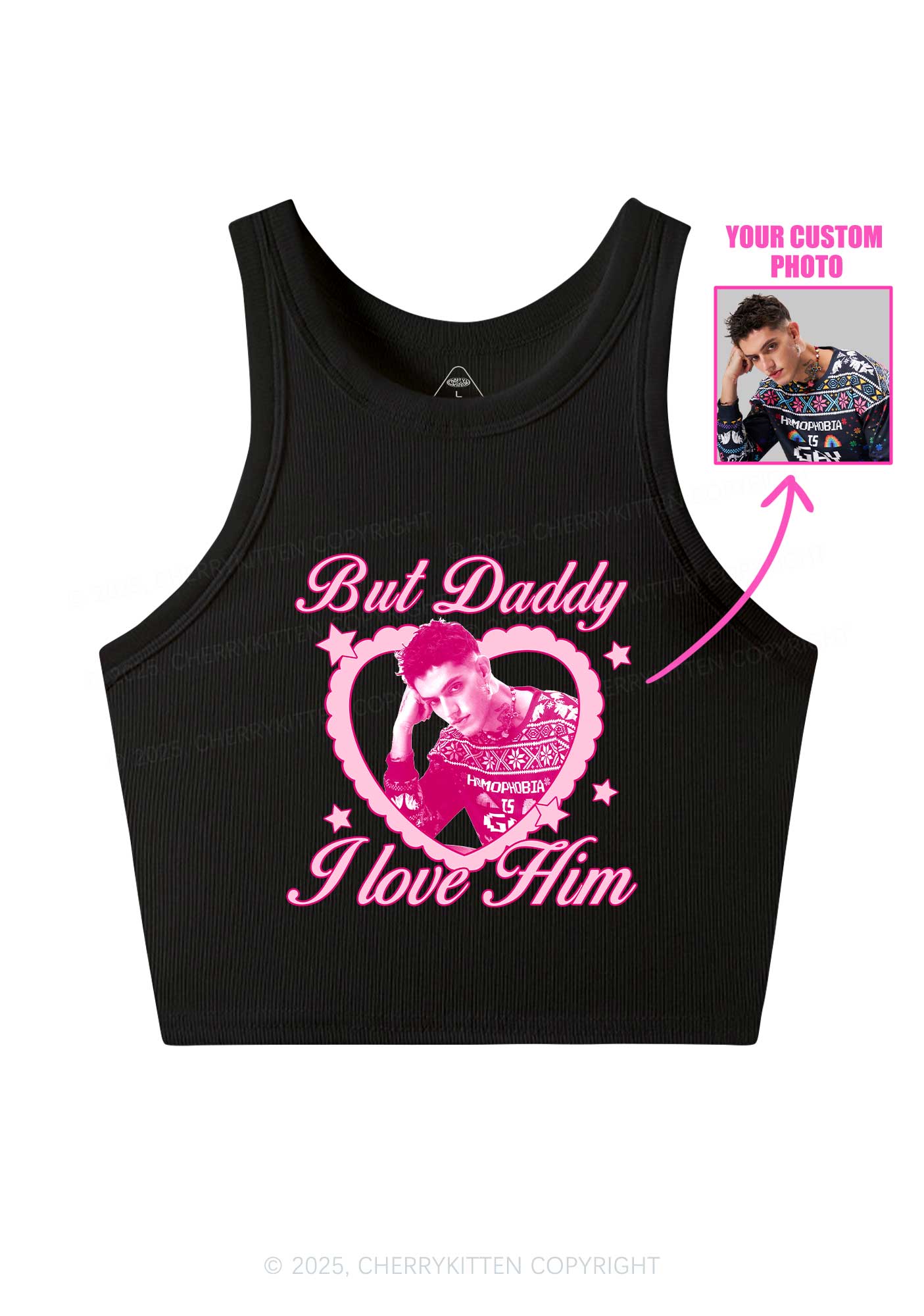 Custom Daddy I love Him Y2K Crop Tank Top Cherrykitten