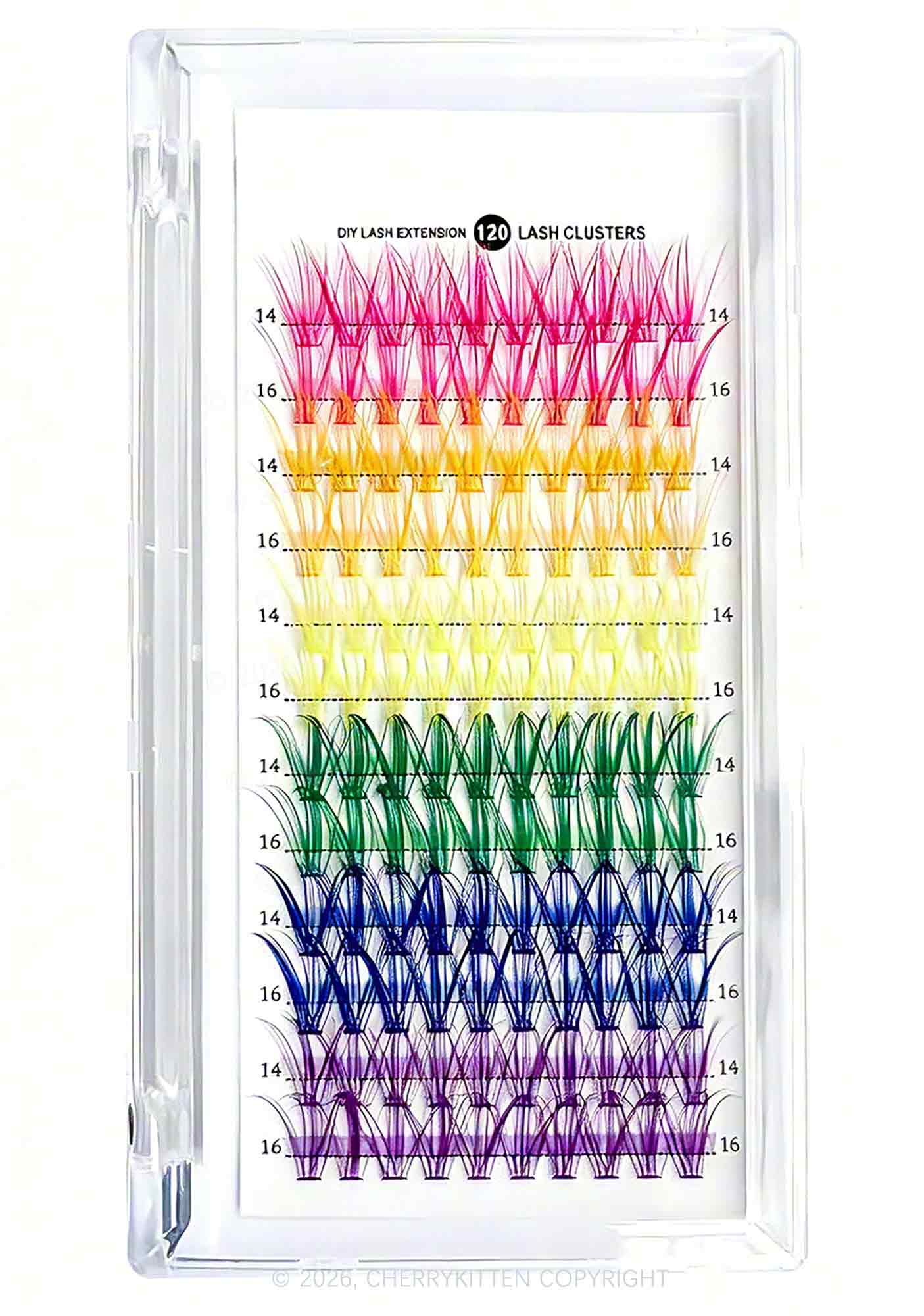 DIY Rainbow Lash Clusters 120pcs Y2K Individual Eyeslash Extensions Cherrykitten