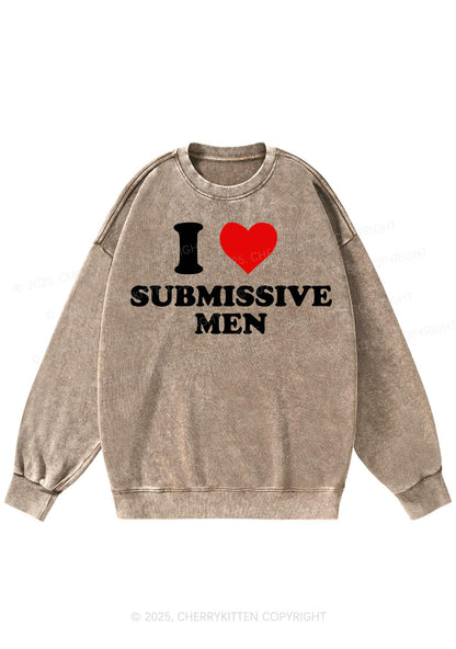 I Love S Men Y2K Washed Sweatshirts Cherrykitten