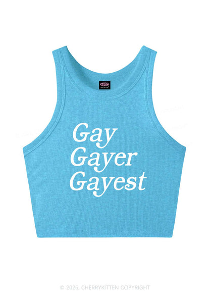 Gay Gayer Gayest Pride Y2K Crop Tank Top Cherrykitten