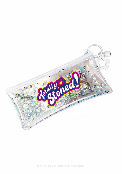 Totally Stoned Y2K Quicksand Transparent Pencil Pouch Cherrykitten