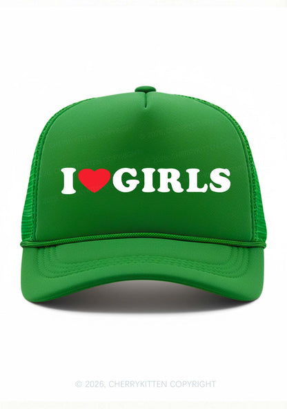I Love Girls Pride Y2K Trucker Hat Cherrykitten