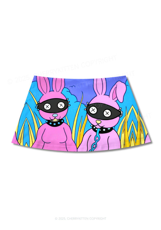 BDSM Bunny Y2K Print Mini Skirt Cherrykitten