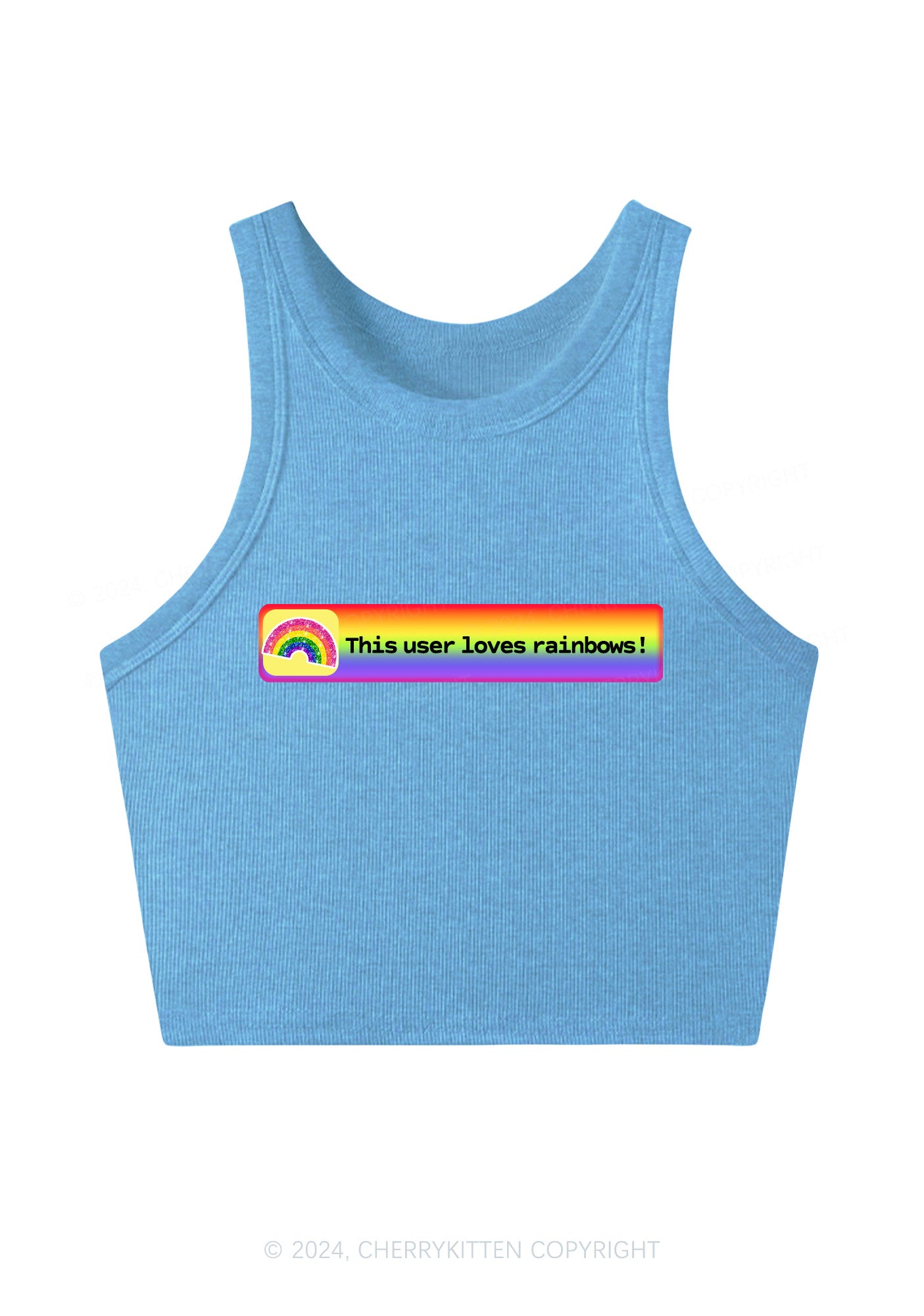 This User Loves Rainbows Y2K Crop Tank Top Cherrykitten