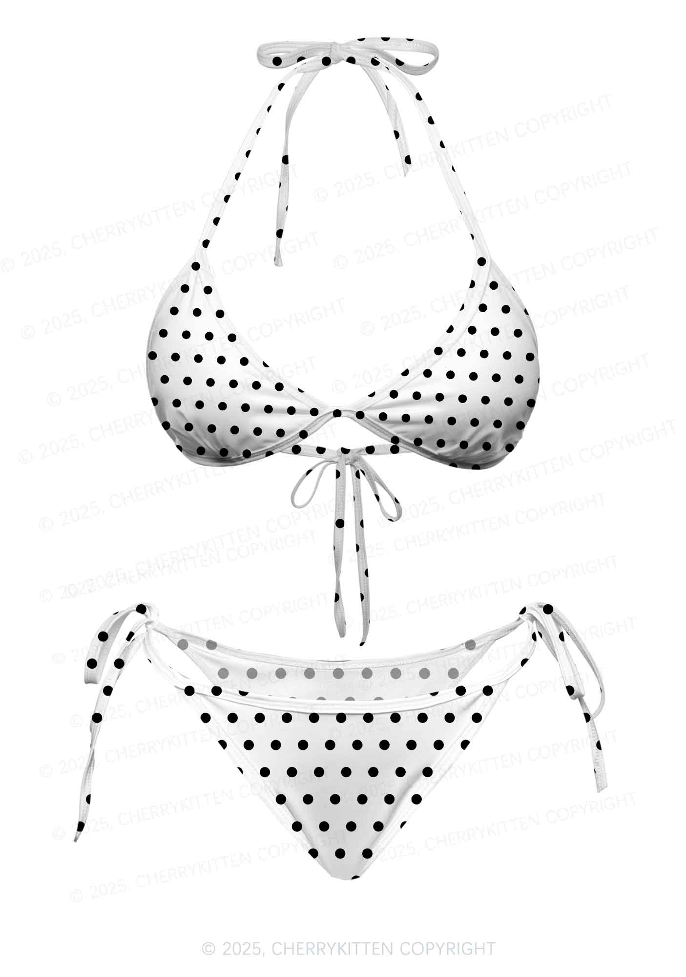 Black And White Dots Y2K Print Bikini Set Cherrykitten