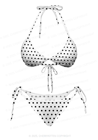 Black And White Dots Y2K Print Bikini Set Cherrykitten