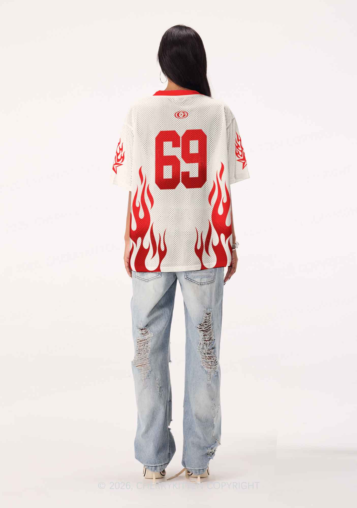 Creamy White Custom GF BF Photo Y2K Sport Jersey Shirts Cherrykitten