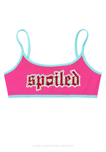 Glitter Stroke Spoiled Y2K Super Crop Cami Cherrykitten