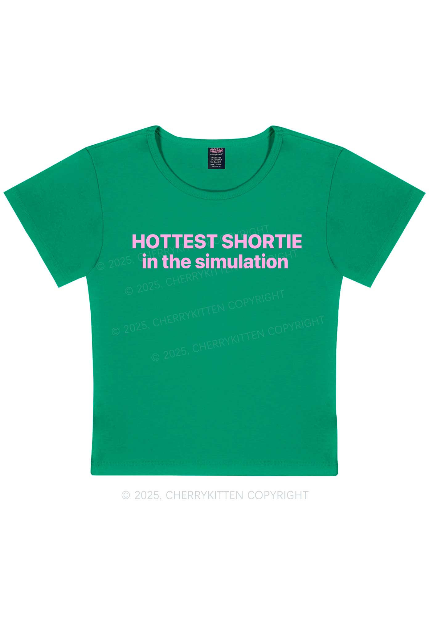 Hottest Shortie In The Simulation Y2K Baby Tee Cherrykitten