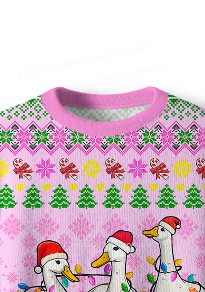 Christmas Ducks Y2K Christmas Knit Sweatshirt Cherrykitten