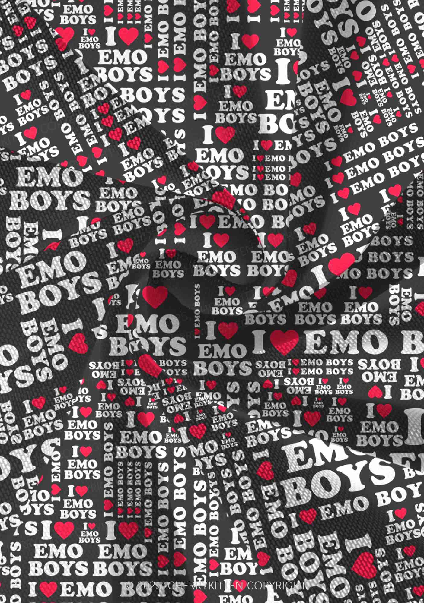 I Love Emo Boys Y2K Mesh Slip Dress Cherrykitten