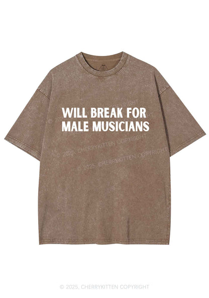 Break For Male Musicians Y2K Shirts Washed Tee Cherrykitten