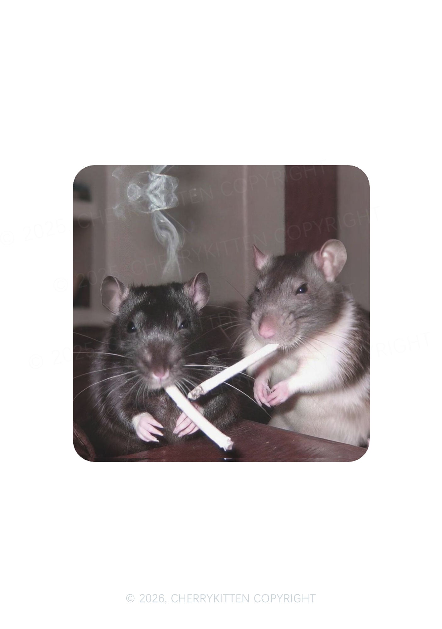 Smoking Rats Y2K Soft Magnetic Refrigerator Magnet Cherrykitten