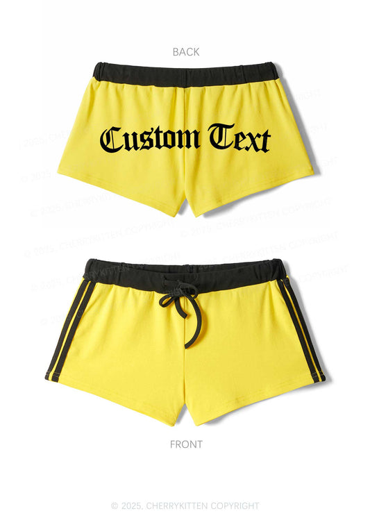 Custom Gothic Text Y2K Drawstring Mini Shorts Cherrykitten