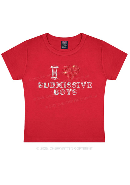 Rhinestone I Love S Boys Y2K Baby Tee Cherrykitten