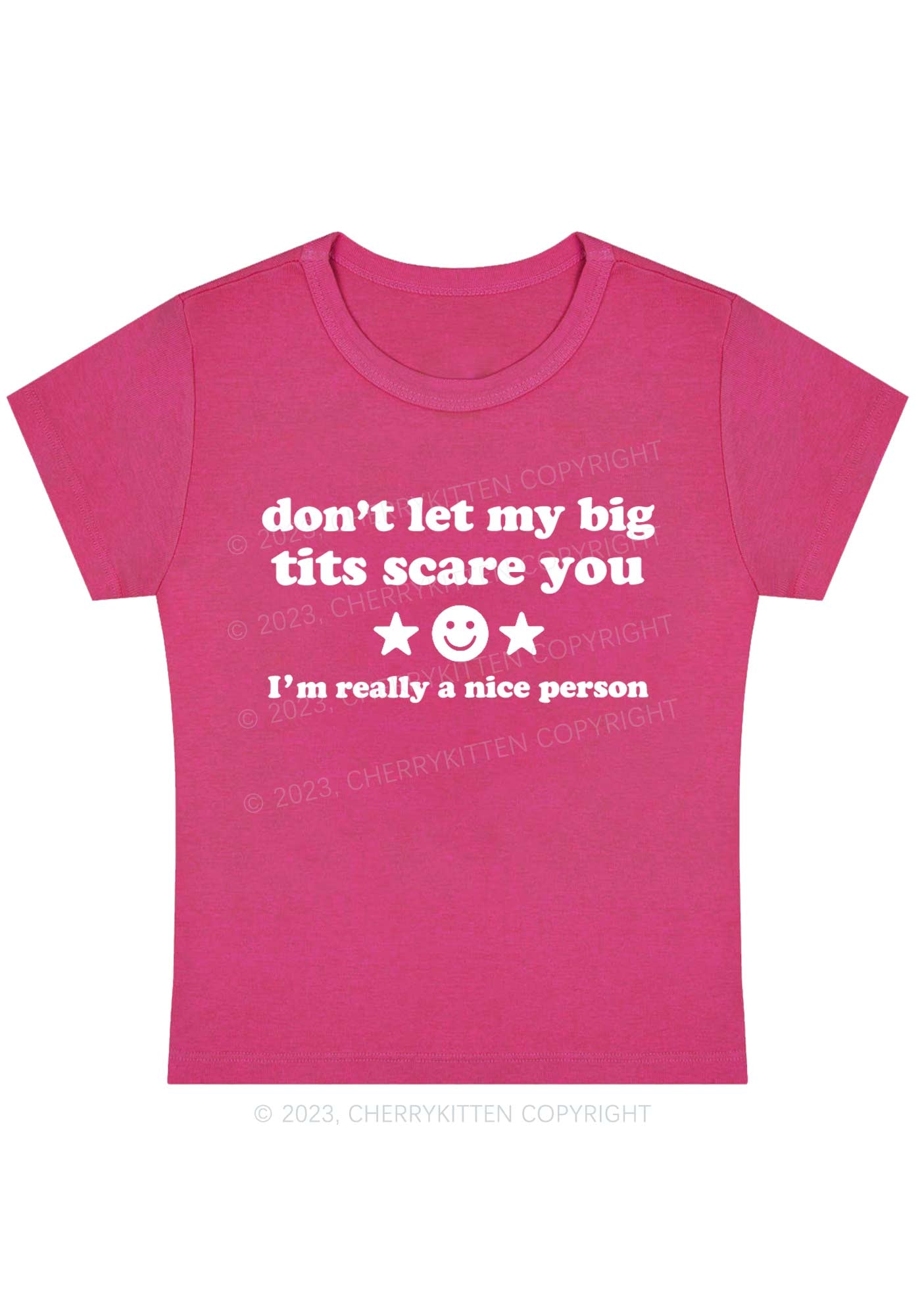 Curvy Don't Let My Big Txts Scare You Y2K Baby Tee Cherrykitten