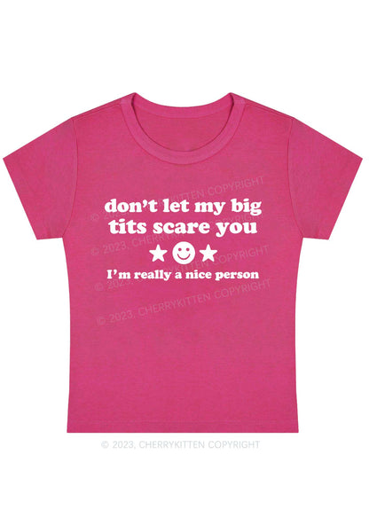 Curvy Don't Let My Big Txts Scare You Y2K Baby Tee Cherrykitten