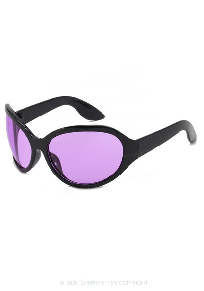 Y2K Large Framed Curved Sunglasses Cherrykitten