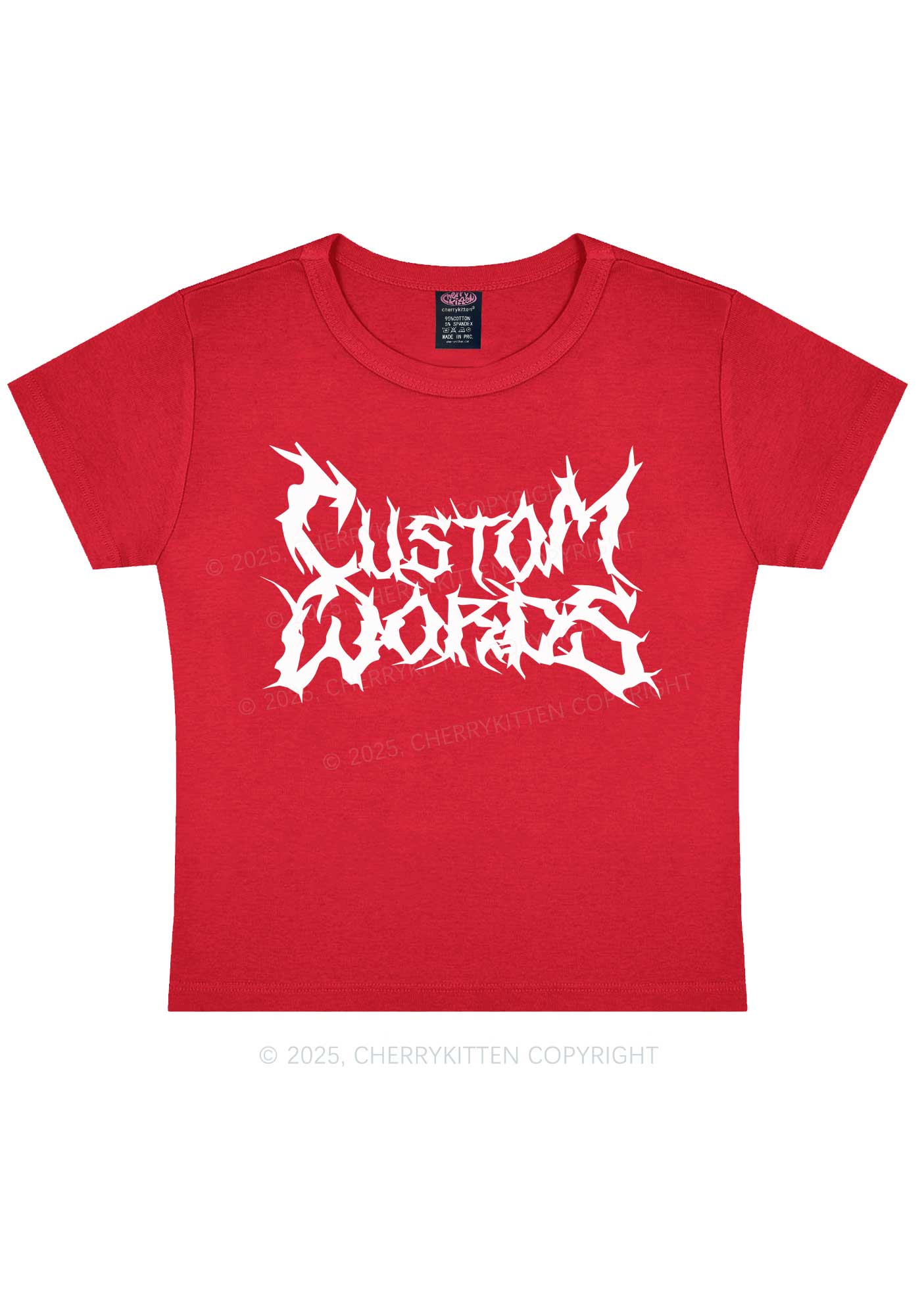 Custom Text Punk Font Y2K Baby Tee Cherrykitten